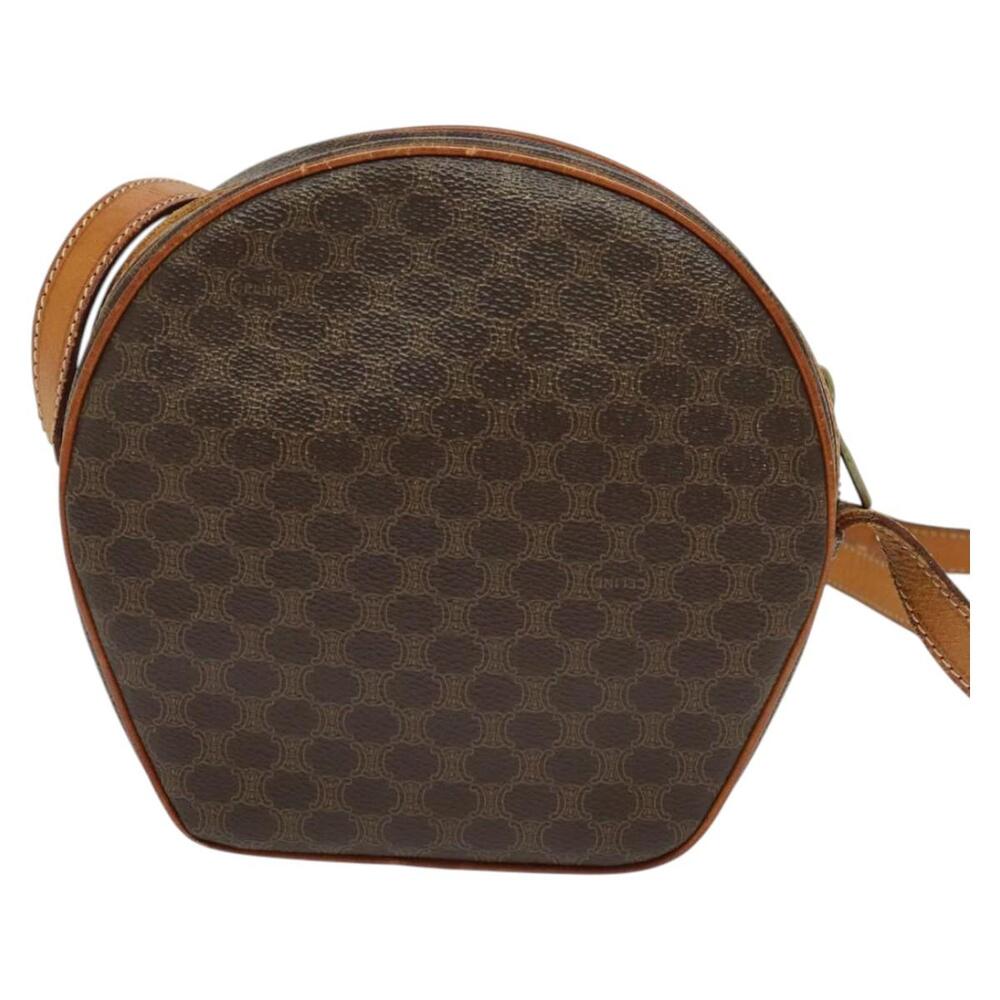 CELINE Macadam Canvas Shoulder Bag Pvc Leather Brown Gold - Picture 3 of 12